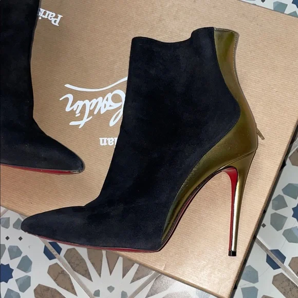 Black and Gold Louboutins Ankle Boots - Picture 9 of 15